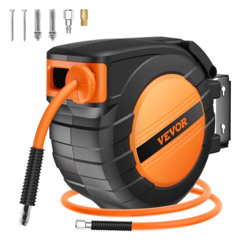 Retractable Air Hose Reel, 0,11 x 15,2 m, 6,35 mm