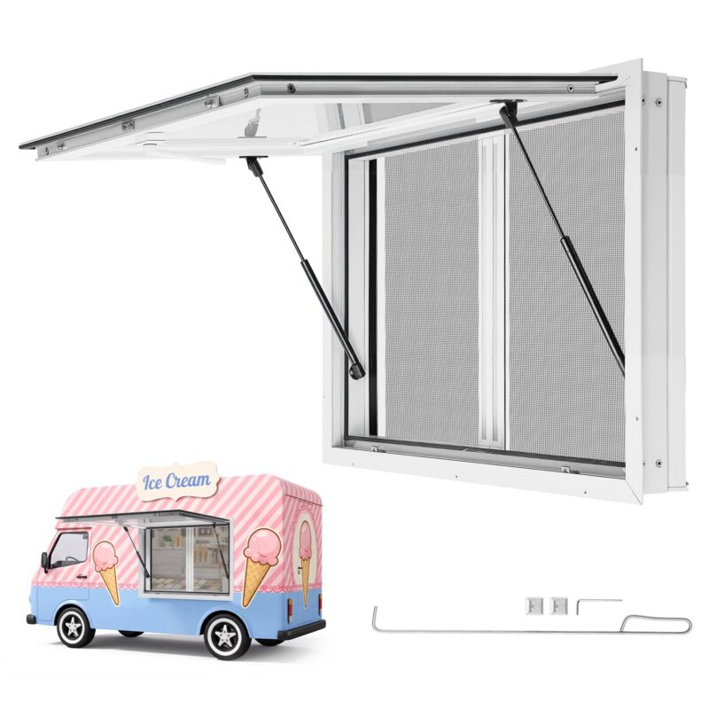 Concession Window 915x610mm Aluminum Alloy & Acrylic Service Window, 915 x 610 mm