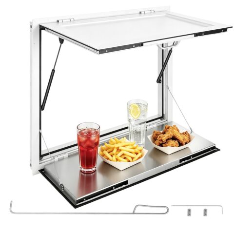 Concession Window Folding Shelf 915x915mm Aluminum Alloy Service Window, 915 x 915 mm