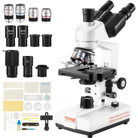 Compound Trinocular Microscope 40X-2500 Magnification Lab Microscope with LED