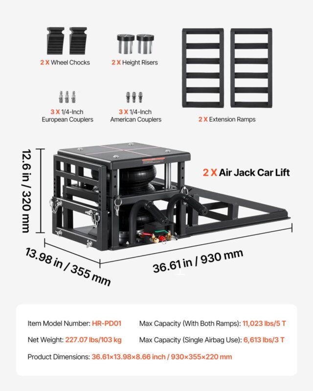 Õhktõstukid autodele, 5 kg, 320 mm, 2 tk