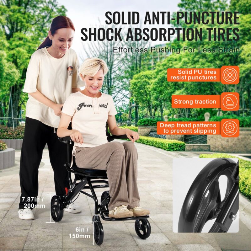 Ratastooli alumiiniumisulamist transporditool kokkupandav 40 cm lai iste 99,8 kg, 100 kg
