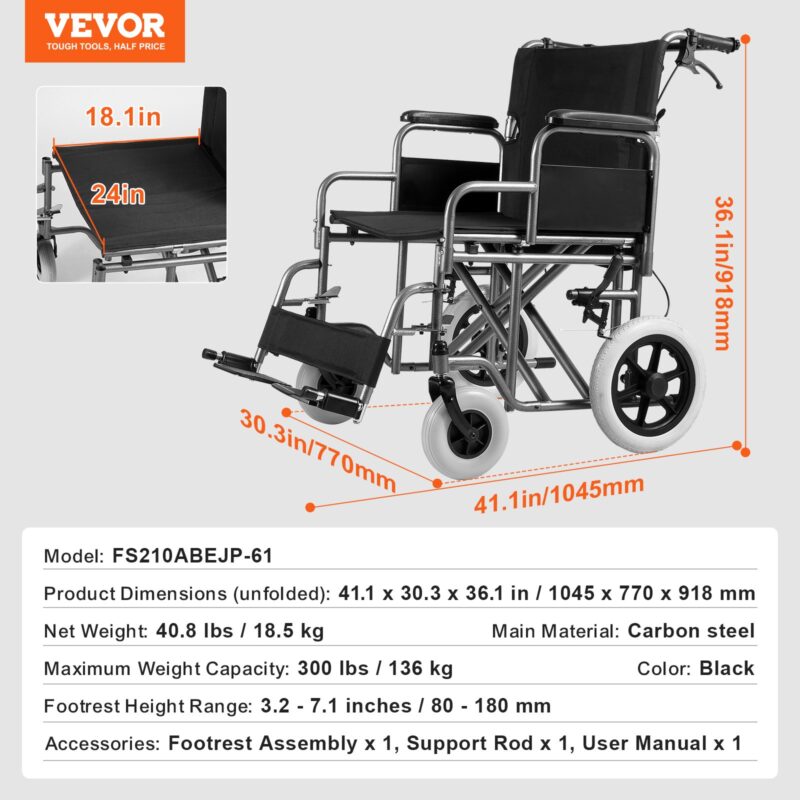 Ratastool, 136 kg, 61,0 cm