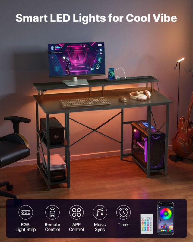 120 cm arvutilaud nutikate LED-tulede ja pistikupesadega, 68 kg, 2 tasandit