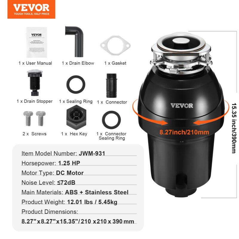 Prügikonteiner 1,25 HP pidev toidujäätmete konteineri 4060 p/min EZ Connect