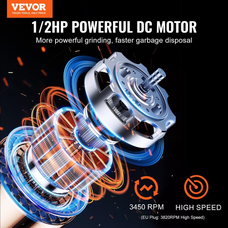Prügikonteiner 1/2 HP pidev toidujäätmete konteinerisse 3820 p/min EZ Connect