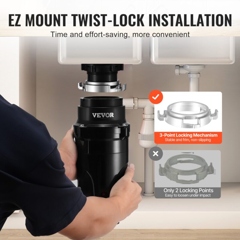 Prügikonteiner 1/2 HP pidev toidujäätmete konteinerisse 3820 p/min EZ Connect