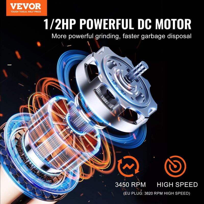 Prügikonteiner 1/2 HP pidev toidujäätmete konteinerisse paigaldatav 3820 p/min