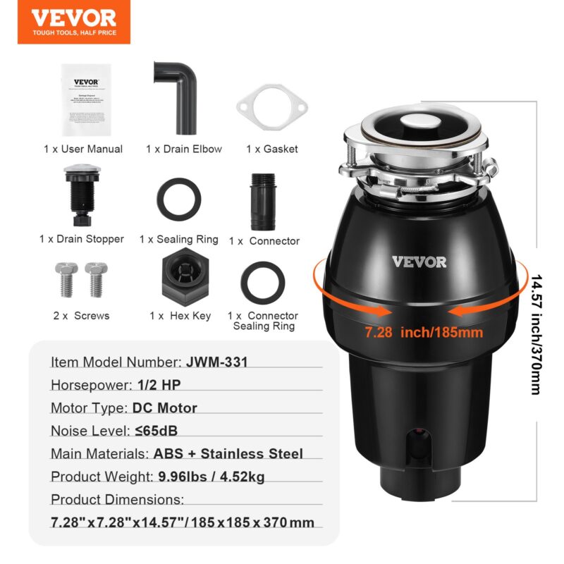 Prügikonteiner 1/2 HP pidev toidujäätmete konteinerisse paigaldatav 3820 p/min
