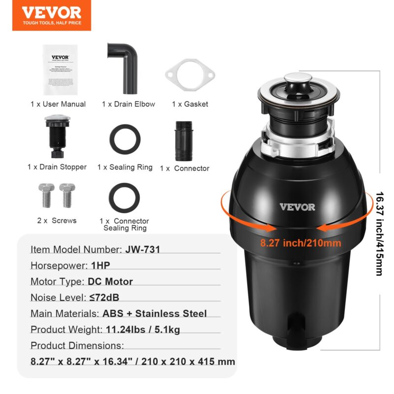 Prügikonteiner 1 HP pidev toidujäätmete konteinerisse paigaldatav 3960 p/min EZ Connect