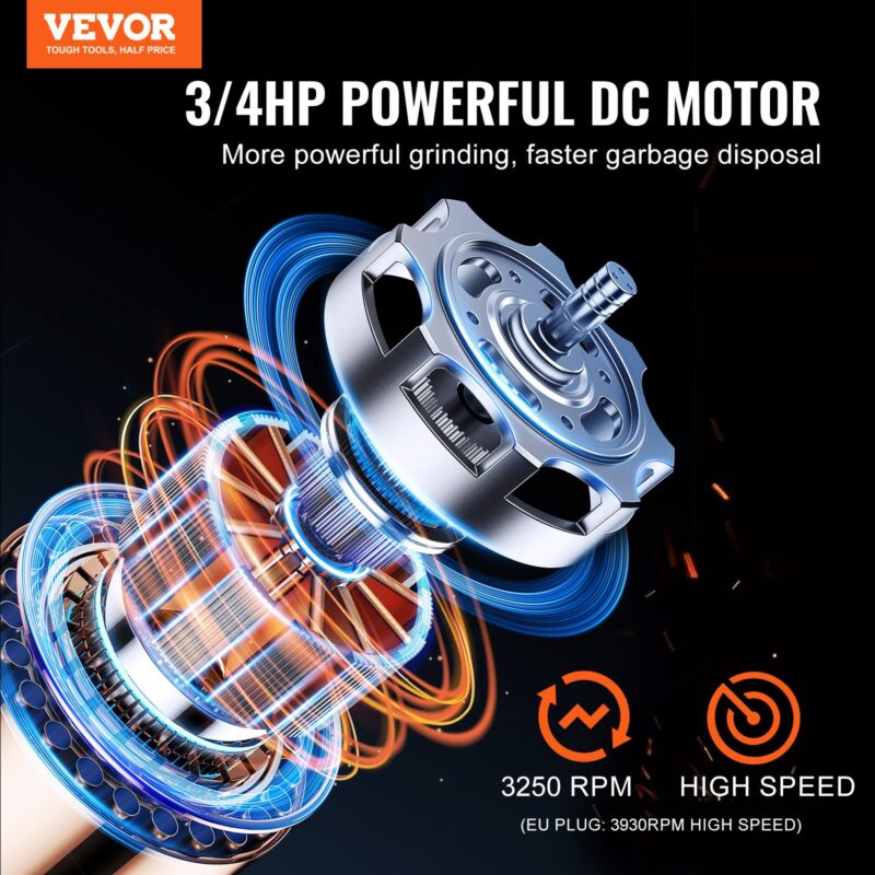 Prügikonteiner 3/4 HP pidev toidujäätmete konteinerisse paigaldatav 3930 p/min EZ Connect
