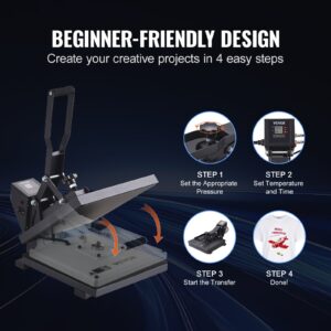 VEVOR Kuumpress 38,1 x 38,1 cm sublimatsiooniprinter isetehtud T-särkidele, must — pilt 6