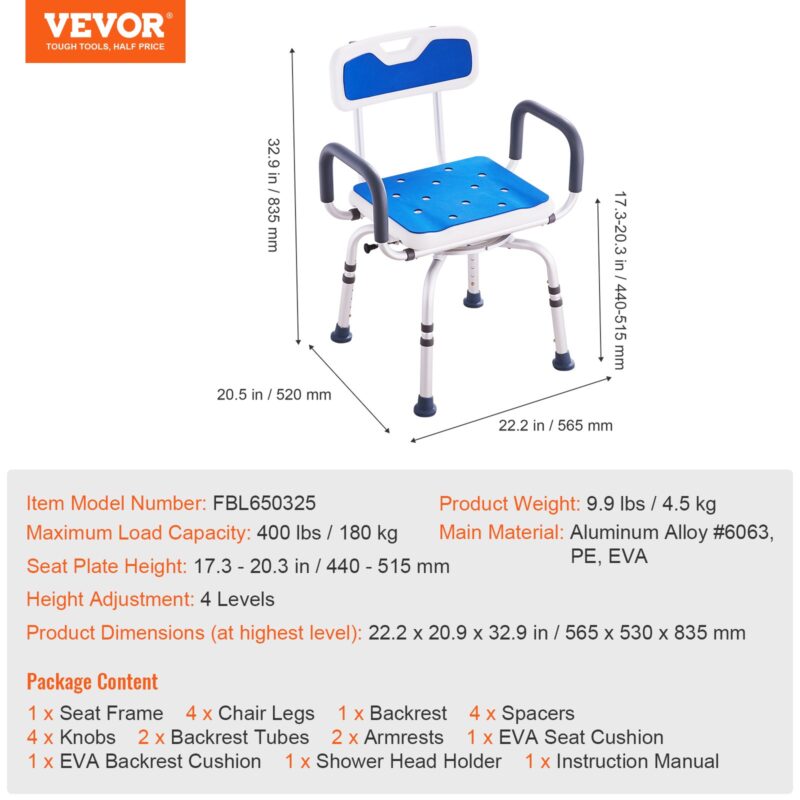 VEVOR Pöörlev dušitool 360 kraadi, 180 kg, 181 kg, 570×525×770 mm