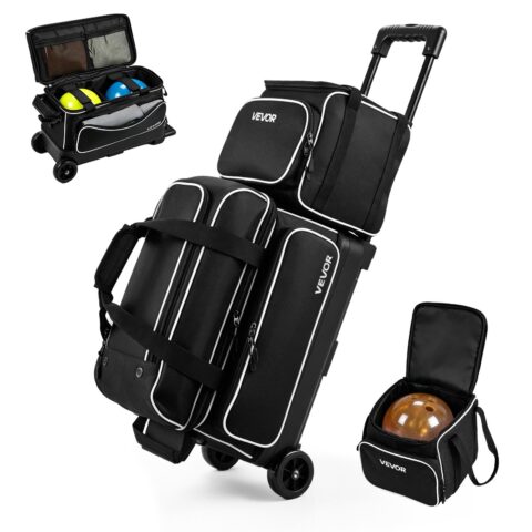 3 Ball Bowling Bag Double Roller Bag with Separate Shoe Compartment, 102 cm, 1016 mm
