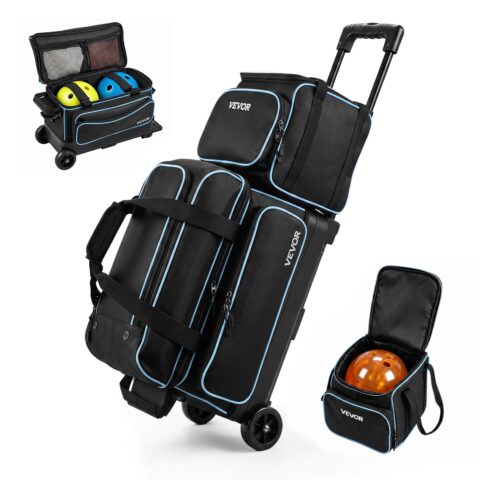 3 Ball Bowling Bag Double Roller Bag with Separate Shoe Compartment, 102 cm, 1016 mm