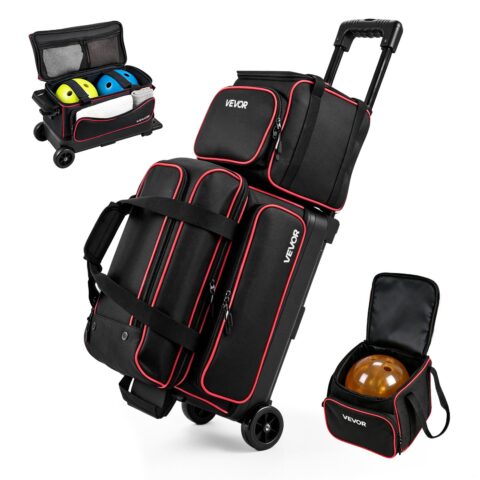 3 Ball Bowling Bag Double Roller Bag with Separate Shoe Compartment, 102 cm, 1016 mm