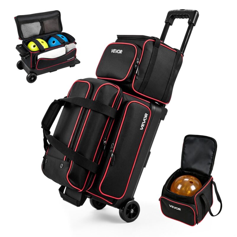 3 Ball Bowling Bag Double Roller Bag with Separate Shoe Compartment, 102 cm, 1016 mm