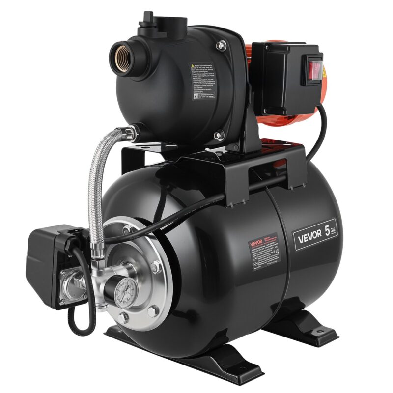 1.1 HP Shallow Well Pump with Pressure Tank, 19 L, 49 m