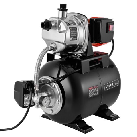 1 HP Shallow Well Pump with Pressure Tank, 19 L, 39 m