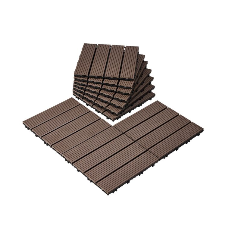 Interlocking Deck Tiles Plastic Wood, 30,5 x 30,5 cm, 27 tk