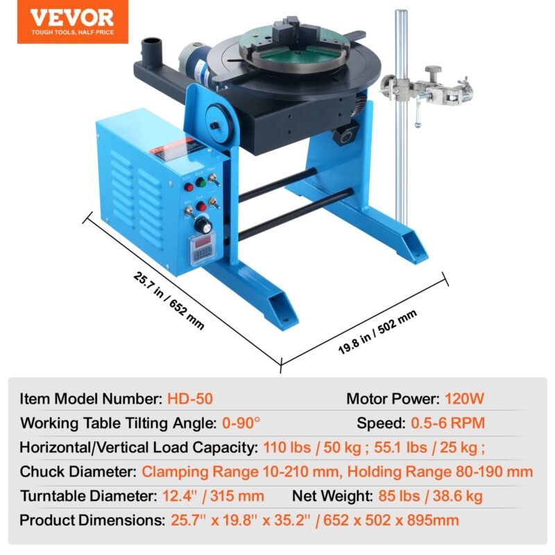 Pöörlev keevituspositsioneerija 50KG, 50 kg, 120 W, 31,5 cm