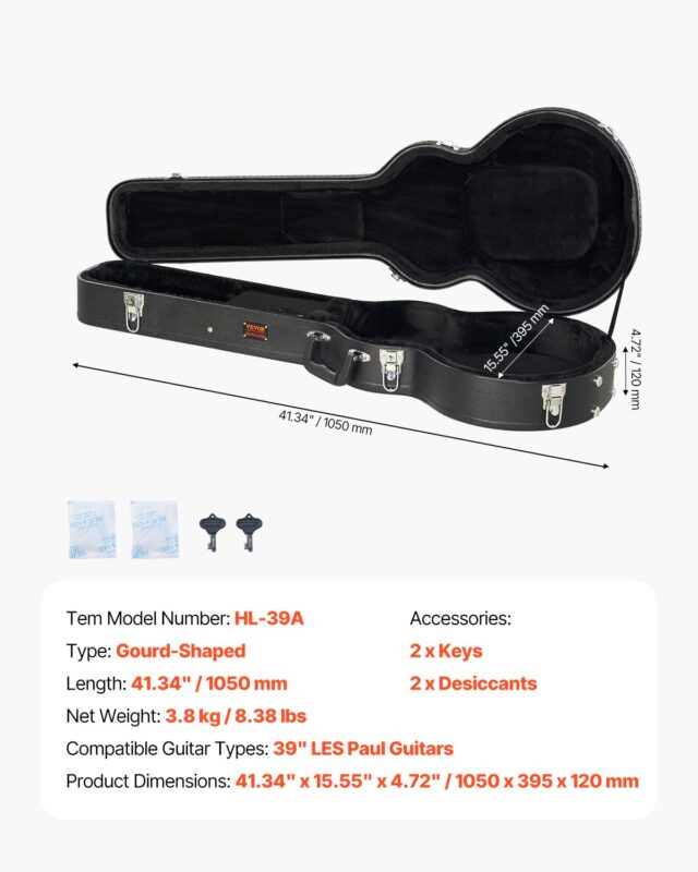 Elektrikitarri kõva kohver 105cm luku ja võtmega LES Paul kitarridele, 105 cm
