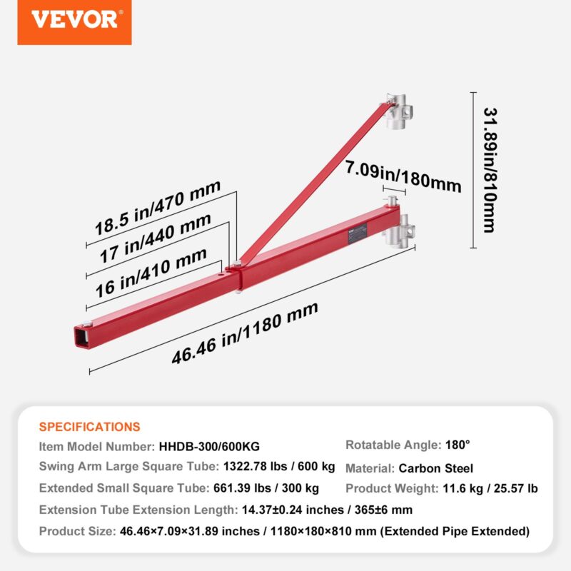 VEVOR Elektrilise tõstuki tugivarras, 600 kg, 1180×180×810 mm