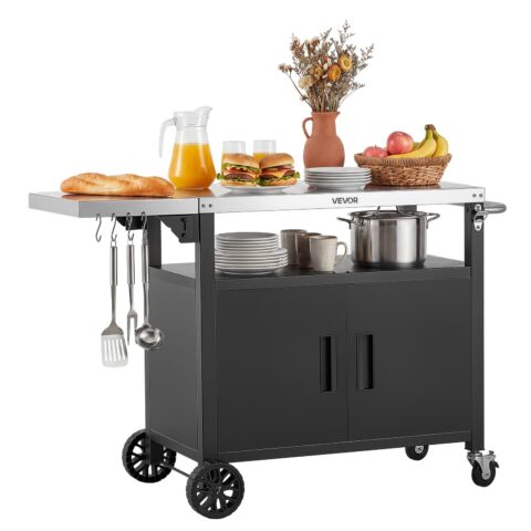 Outdoor Grill Cart with Storage Cabinet, 40 kg, 124 cm