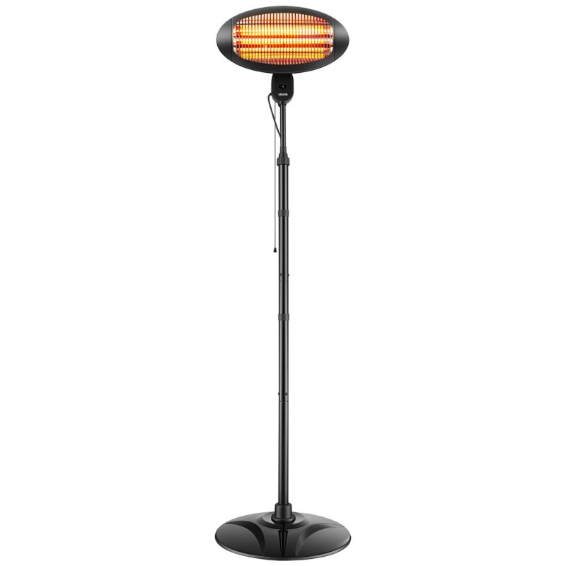 Infrared Heater 2000W Electric Space Heater Pull-Chain Control Black, 2000 W