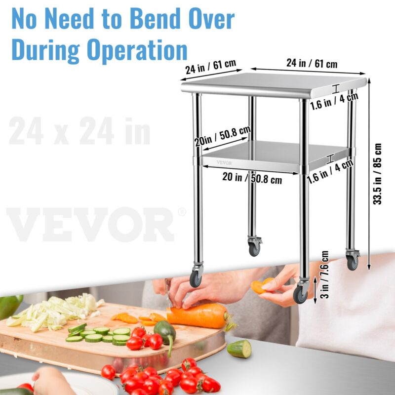 Roostevabast terasest ettevalmistuslaud, 91 kg, 61 x 61 x 91 cm, 272 kg