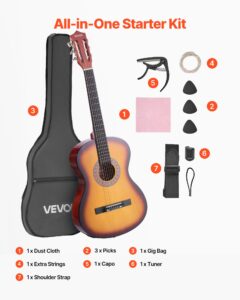 VEVOR Klassikaline kitarr, 960 mm, päikesepurse — pilt 7