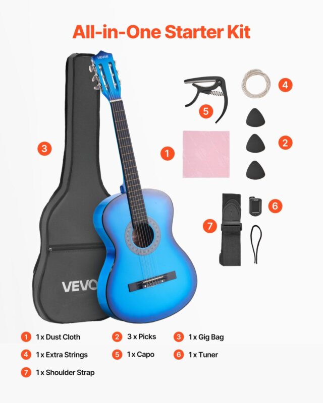 VEVOR Klassikaline kitarr, 960 mm, sinine