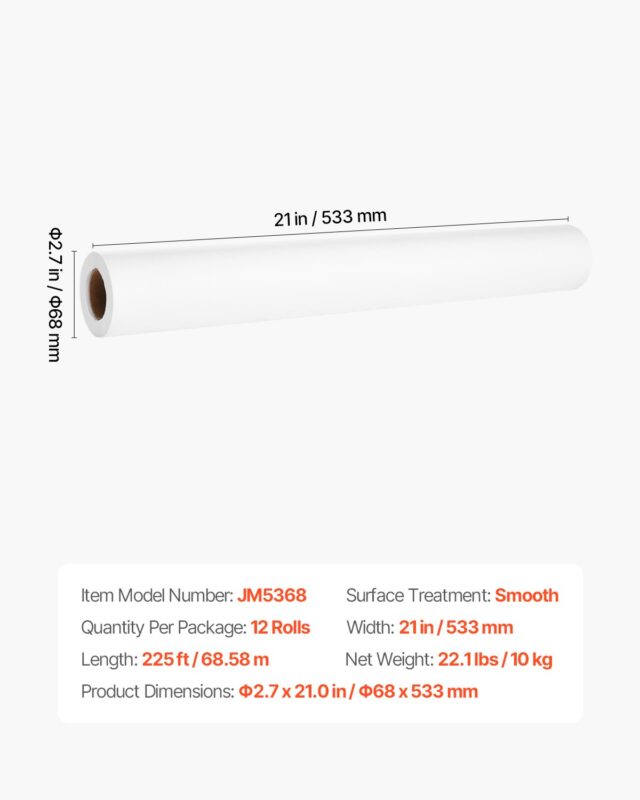 Meditsiinilise läbivaatuse lauapaber, 6,4 x 68,6 m, 12 tk