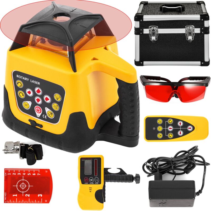 Rotary Laser Level Kit Red Beam Digital Self-Leveling Rotary Laser Kit 500M Range with