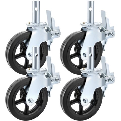 4 Pack 20.3 cm Iron Core Polyurethane Swivel Caster With Dual Locking Brake Adjustable