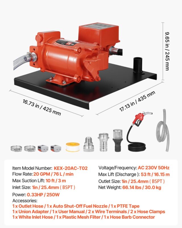 VEVOR Kütuseülekandepump 230V, 76 L, 31,2 kg