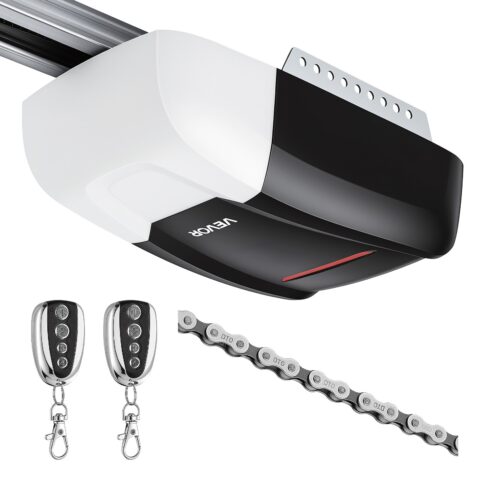 Garage Door Opener 1000N Pulling Force Heavy Duty Chain Drive Opener, 130 W