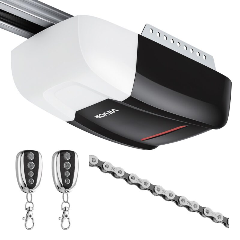 Garage Door Opener 800N Pulling Force Heavy Duty Chain Drive Opener, 90 W