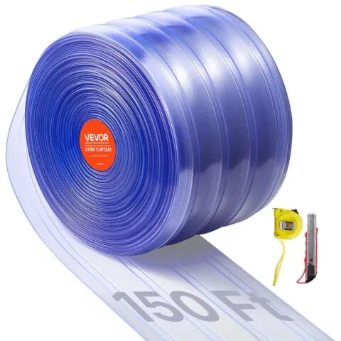 Läbipaistev PVC-ribakardin, 45,7 m, 20 cm laius