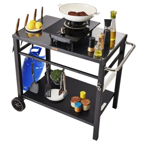 Outdoor Grill Dining Cart with Double-Shelf, 130 g, 49,9 kg