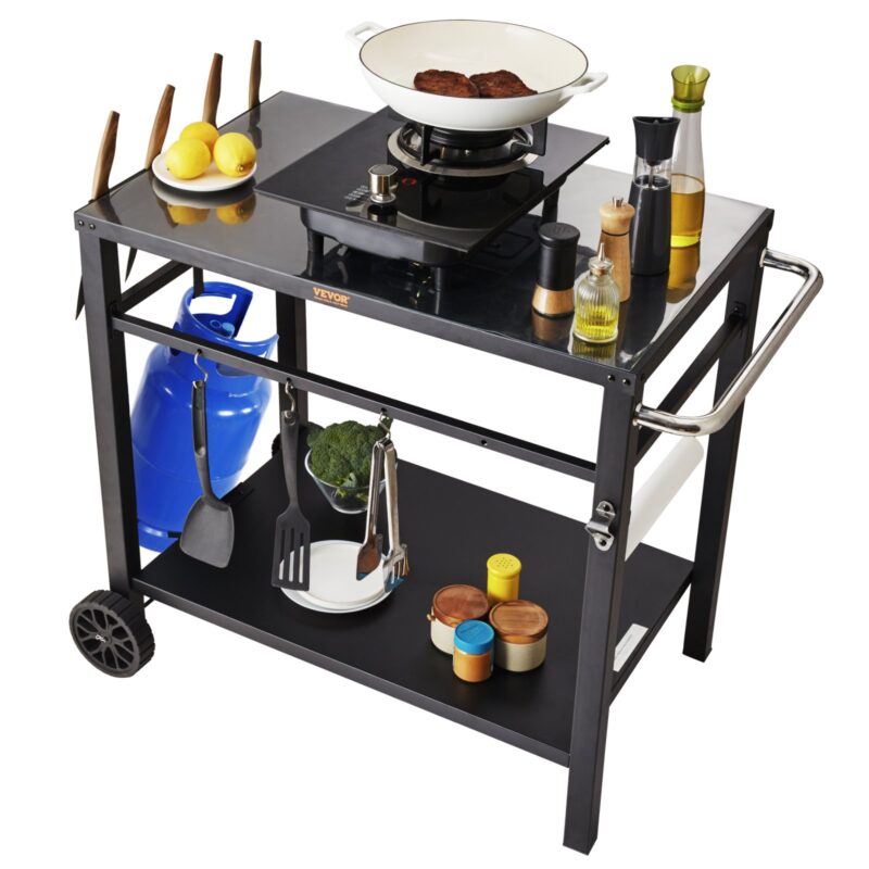 Outdoor Grill Dining Cart with Double-Shelf, 130 g, 49,9 kg
