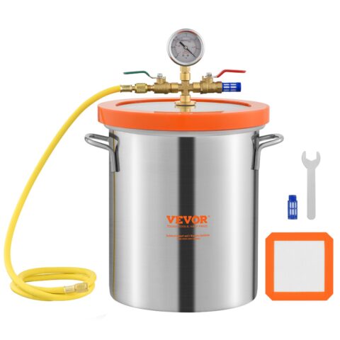 Vacuum Chamber Tempered Glass Lid Vacuum 11.4 L Degassing Chamber Silicone, 11,4 L