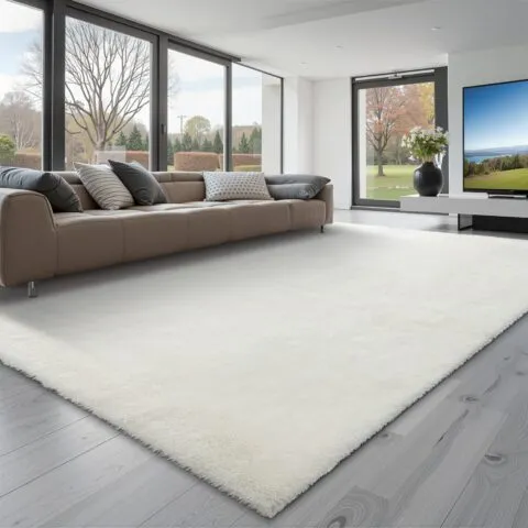 VEVOR Siseruumide plüüsist vaibad, 2,44 x 3,05 m, elevandiluuvalge