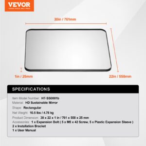 VEVOR Seinale kinnitatav meigipeegel, 3,81 mm, 55,9 x 76,2 cm, 761×558×25 mm — pilt 7