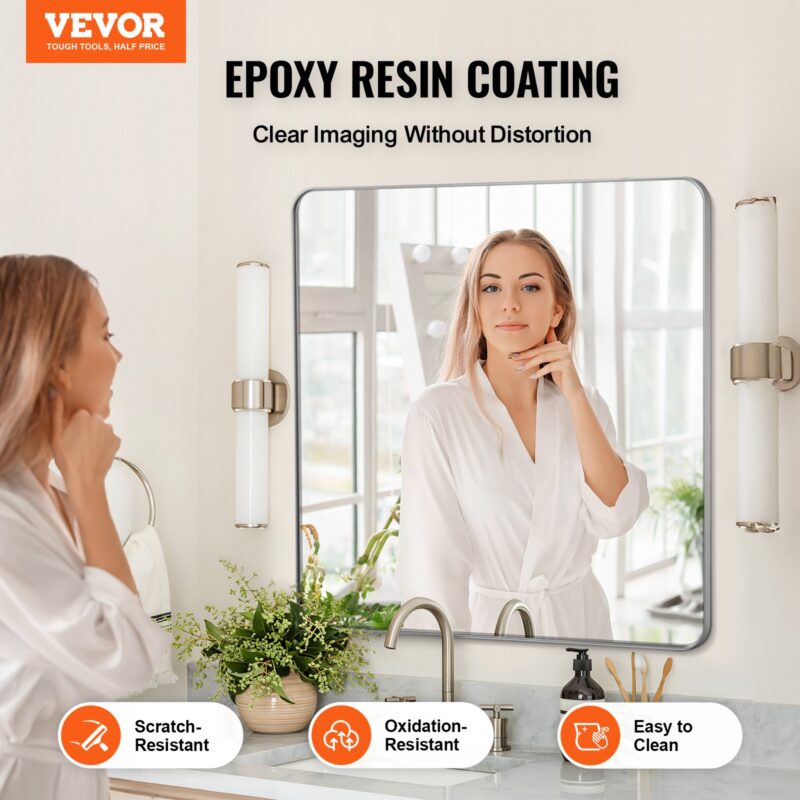 VEVOR Seinale kinnitatav meigipeegel, 3,81 mm, 91,4 x 91,4 cm, 15 kg