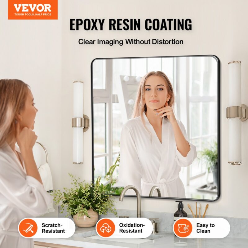 VEVOR Seinale kinnitatav meigipeegel, 3,81 mm, 91,4 x 91,4 cm, 08 kg