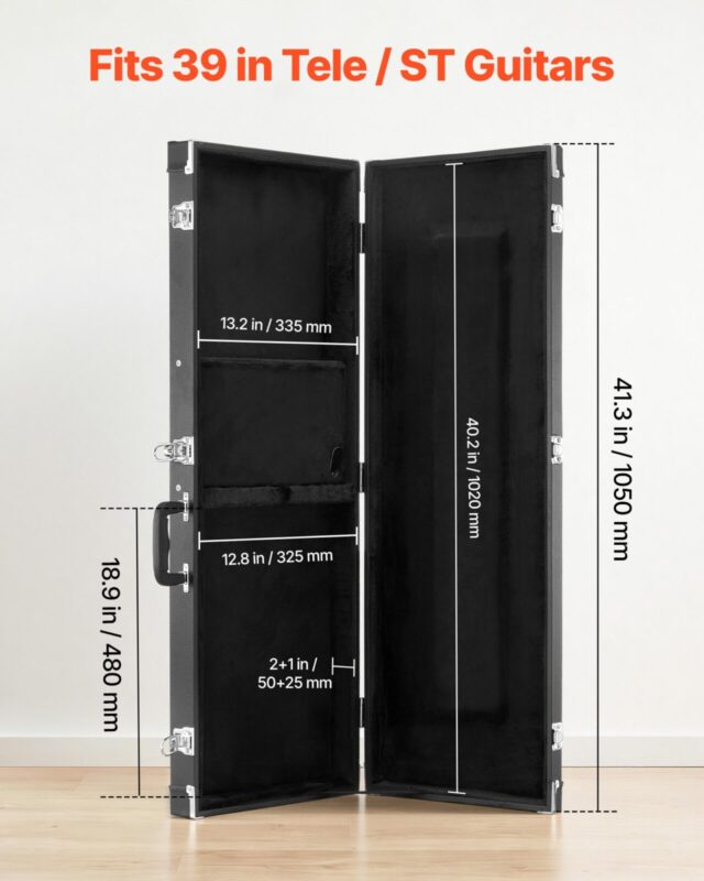 VEVOR Elektrikitarri kõva kohver, 1050 mm, 99,1 cm, must
