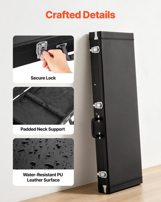VEVOR Elektrikitarri kõva kohver, 1050 mm, 99,1 cm, must