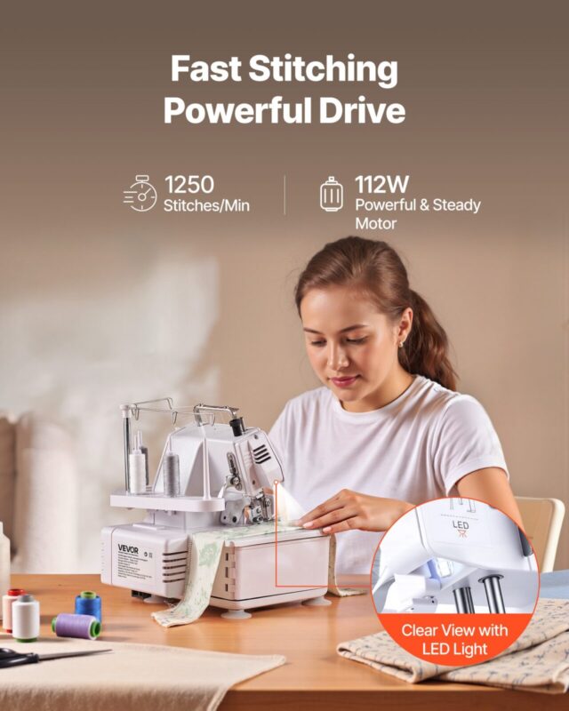 VEVOR Serger overlokõmblusmasin, 260×270×270 mm