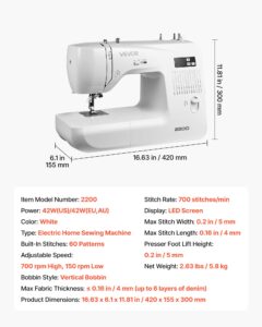 VEVOR Arvutipõhine õmblusmasin, 420×155×300 mm — pilt 7